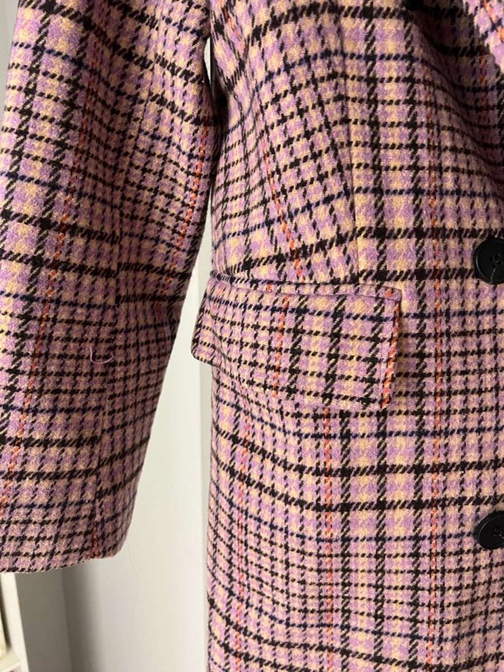 Pink Plaid Double-Breasted Blazer Jacket - Picture 2 of 3